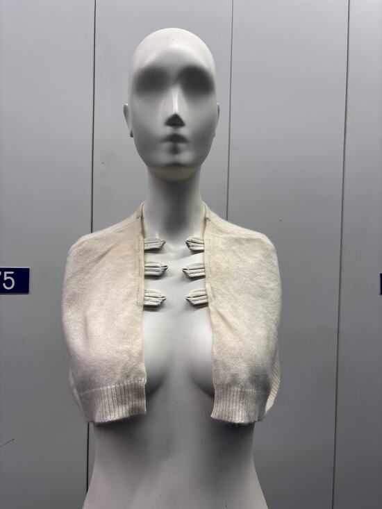 Kooba Sweaters - Kooba Cashmere Shrug Ivory Leather Deadstock